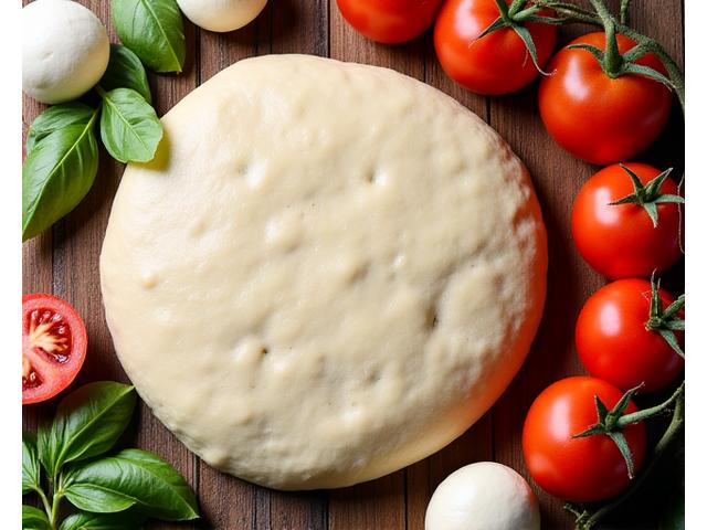 Pâte à pizza fraîche, tomates italiennes mûres et boules de mozzarella.